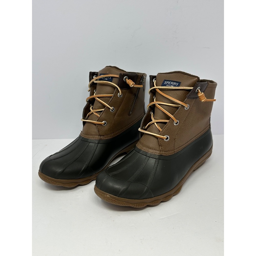 Sperry Waterproof Snow Rain Duck Boots Brown Women's Sz 8.5 M Side Zip Ankle V6